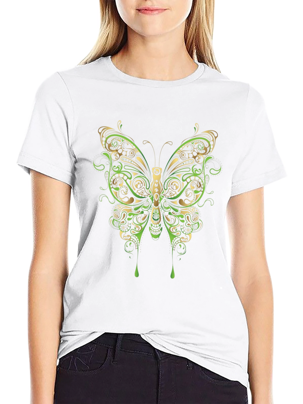 Butterfly Graphic Print Black T-Shirt