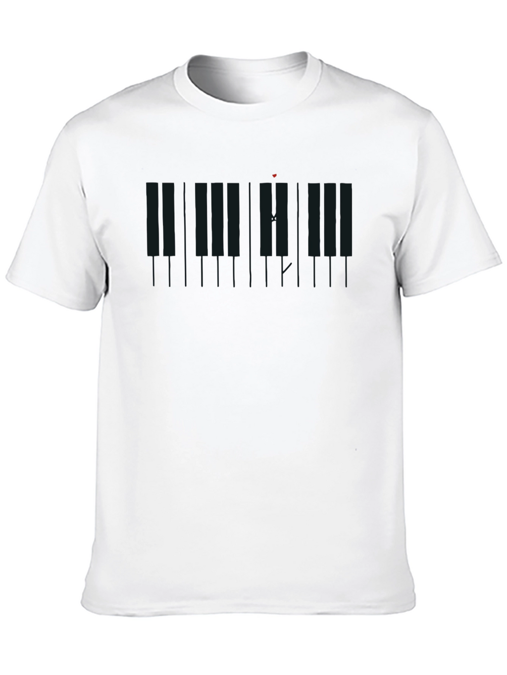 Piano Keys Heartbeat Black T-Shirt