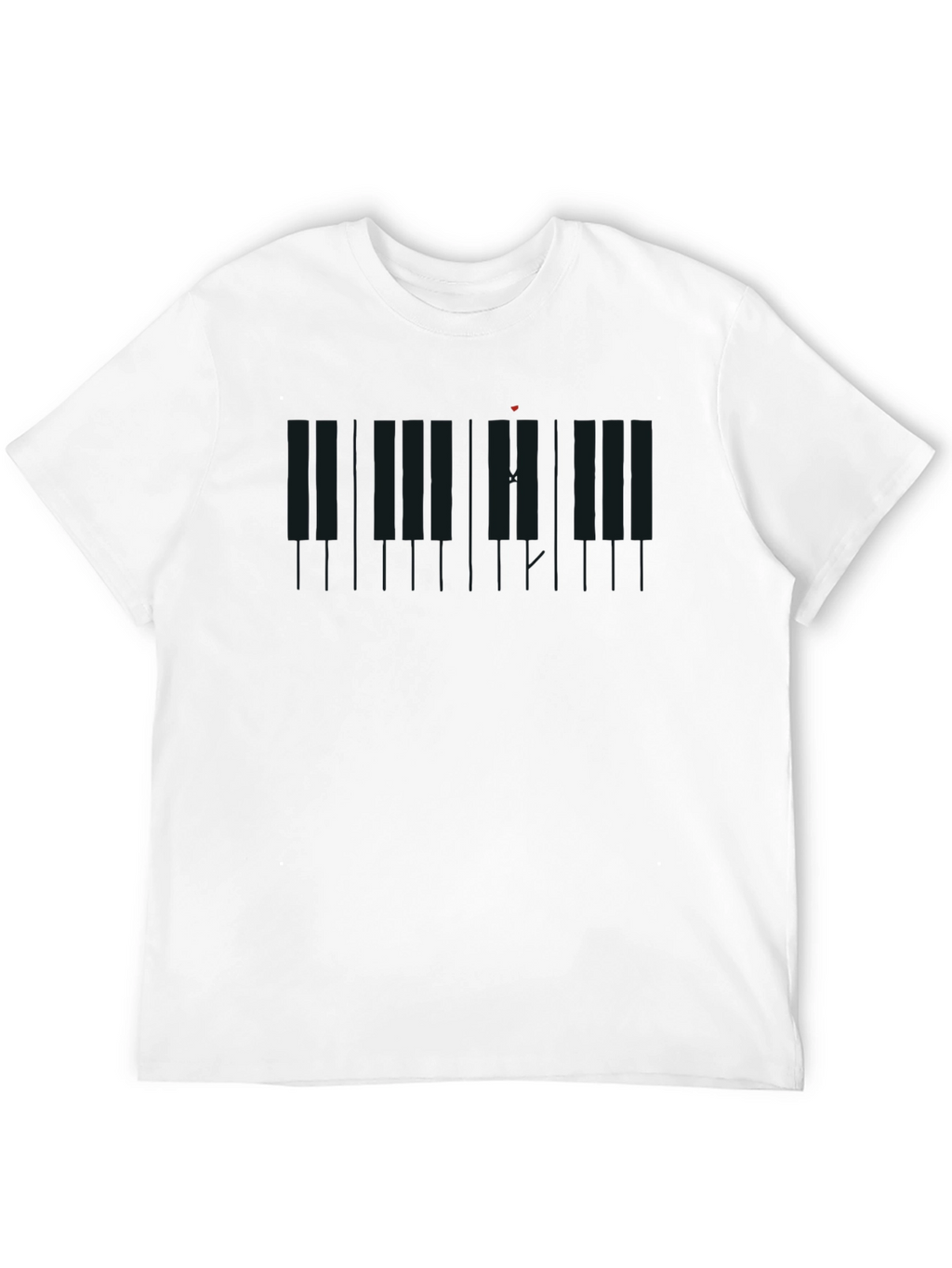 Piano Keys Heartbeat Black T-Shirt