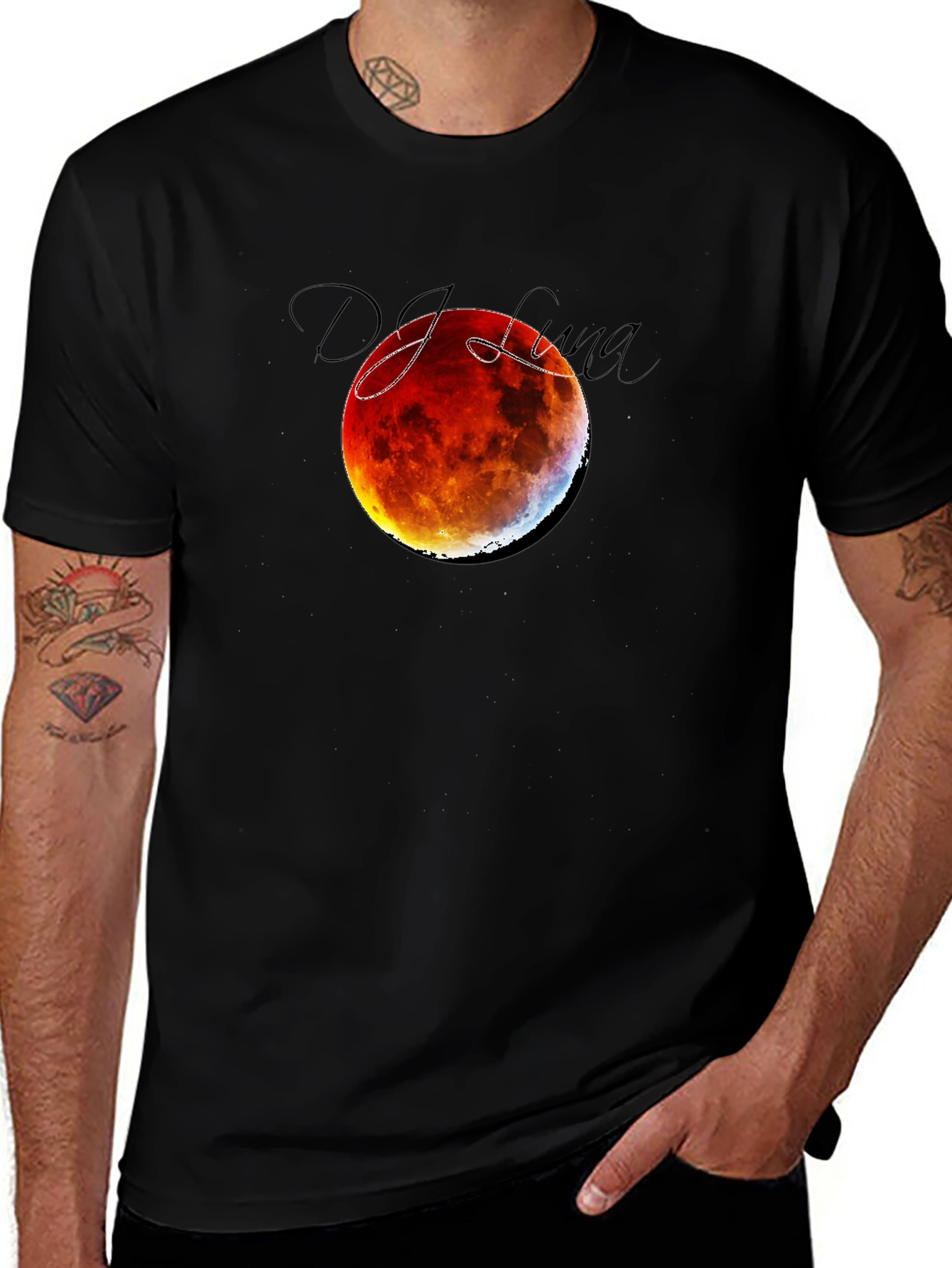 Blood Moon Eclipse Black T-Shirt - DJ Luna