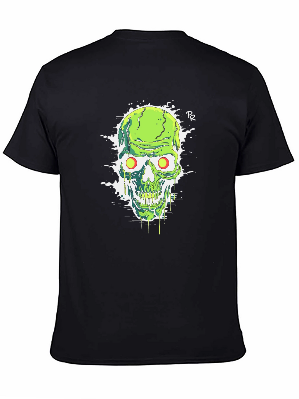 Green Skull Graphic Tee - Mens Black T-Shirt