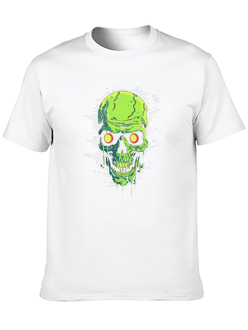 Green Skull Graphic Tee - Mens Black T-Shirt
