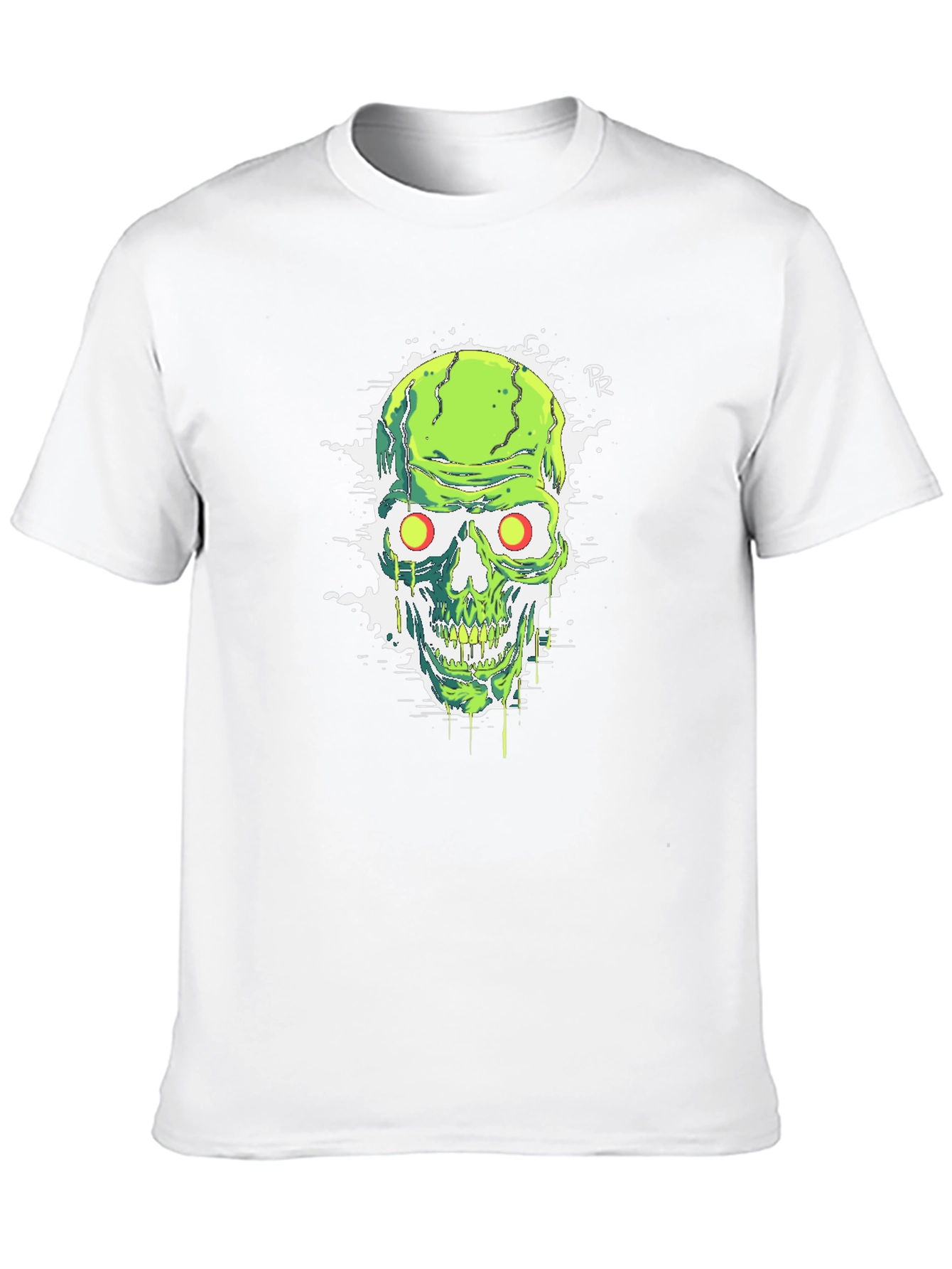 Green Skull Graphic Tee - Mens Black T-Shirt