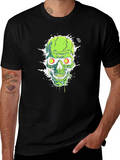 Green Skull Graphic Tee - Mens Black T-Shirt