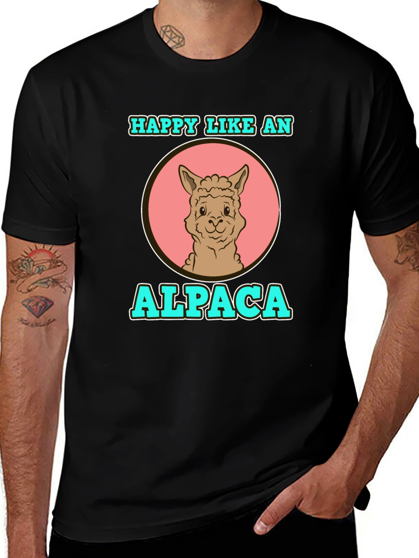 Happy Like an Alpaca Graphic T-Shirt