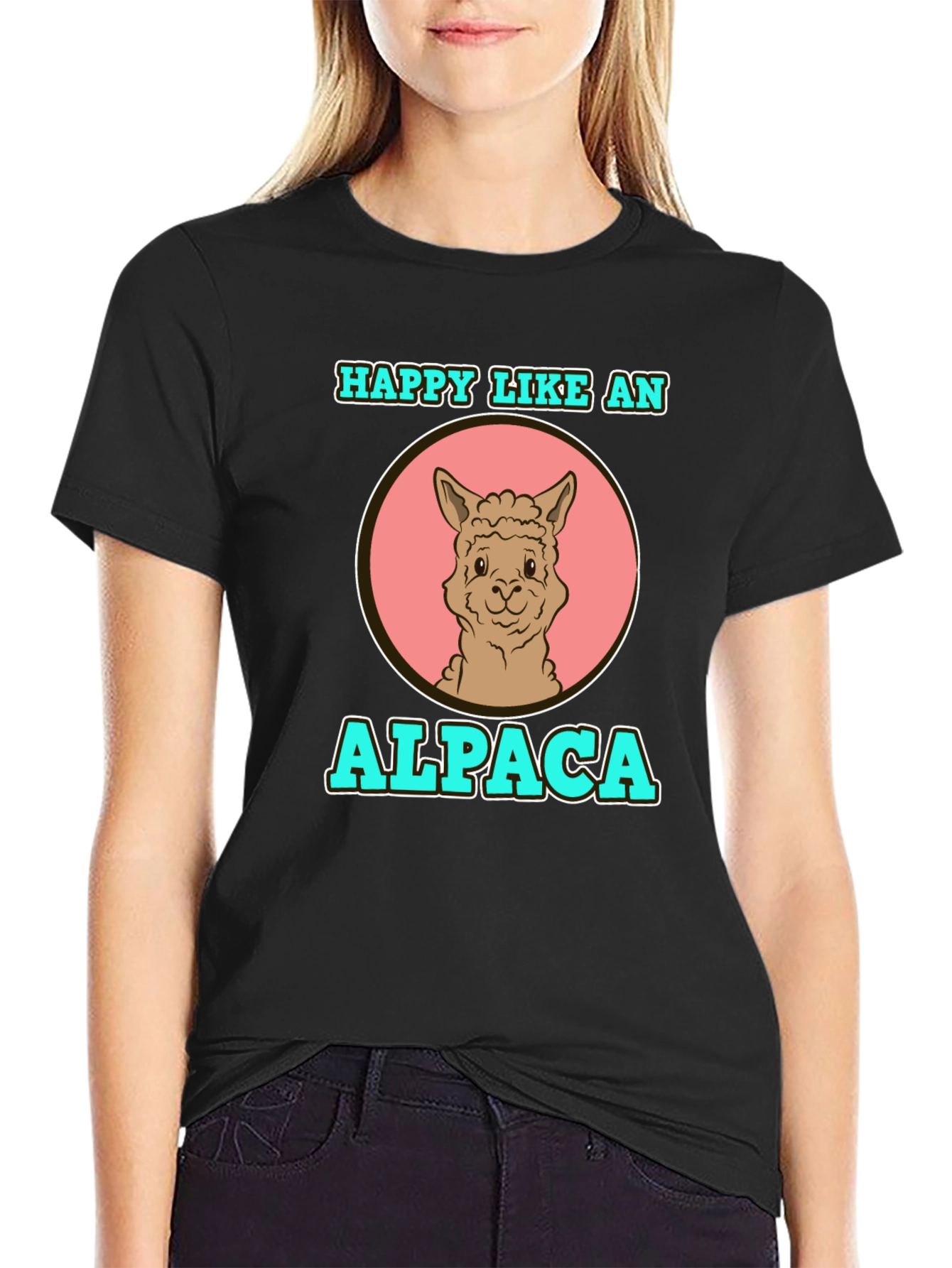 Happy Like an Alpaca Graphic T-Shirt