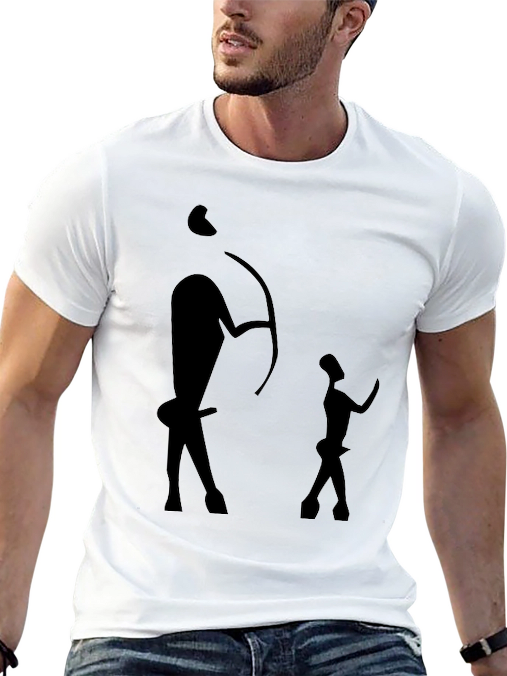 Black T-Shirt with Cave Painting Design