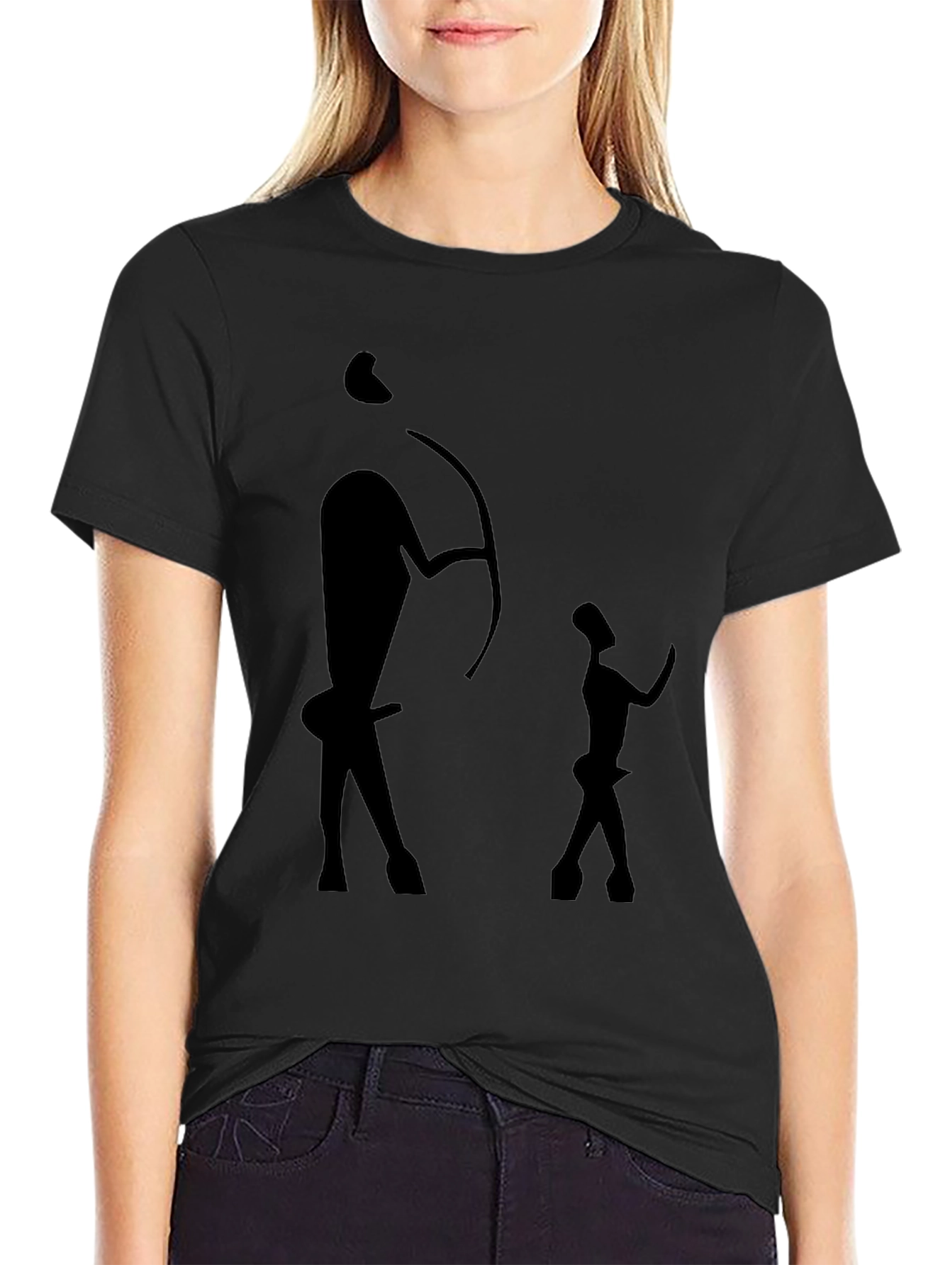 Black T-Shirt with Cave Painting Design