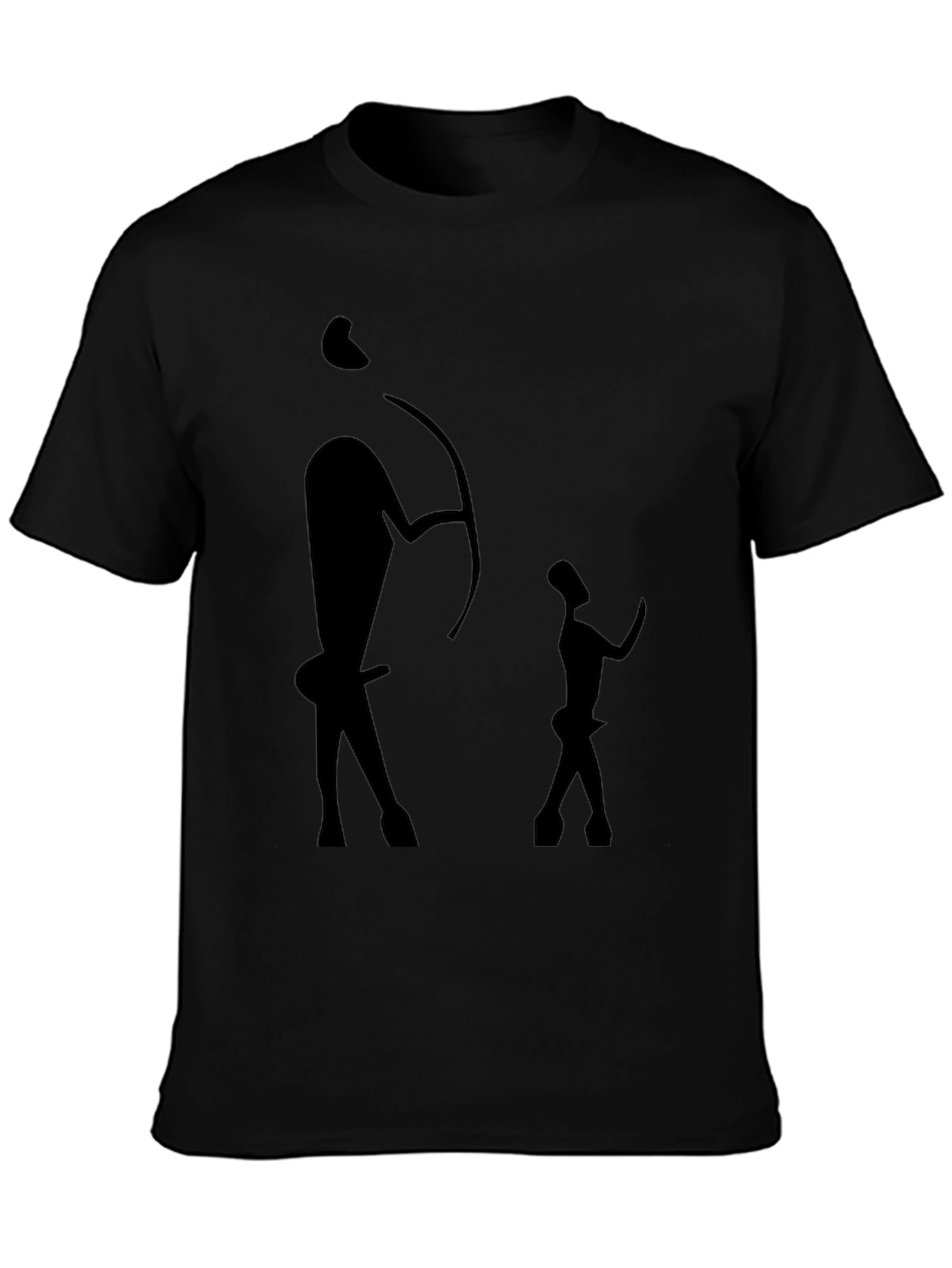 Black T-Shirt with Cave Painting Design
