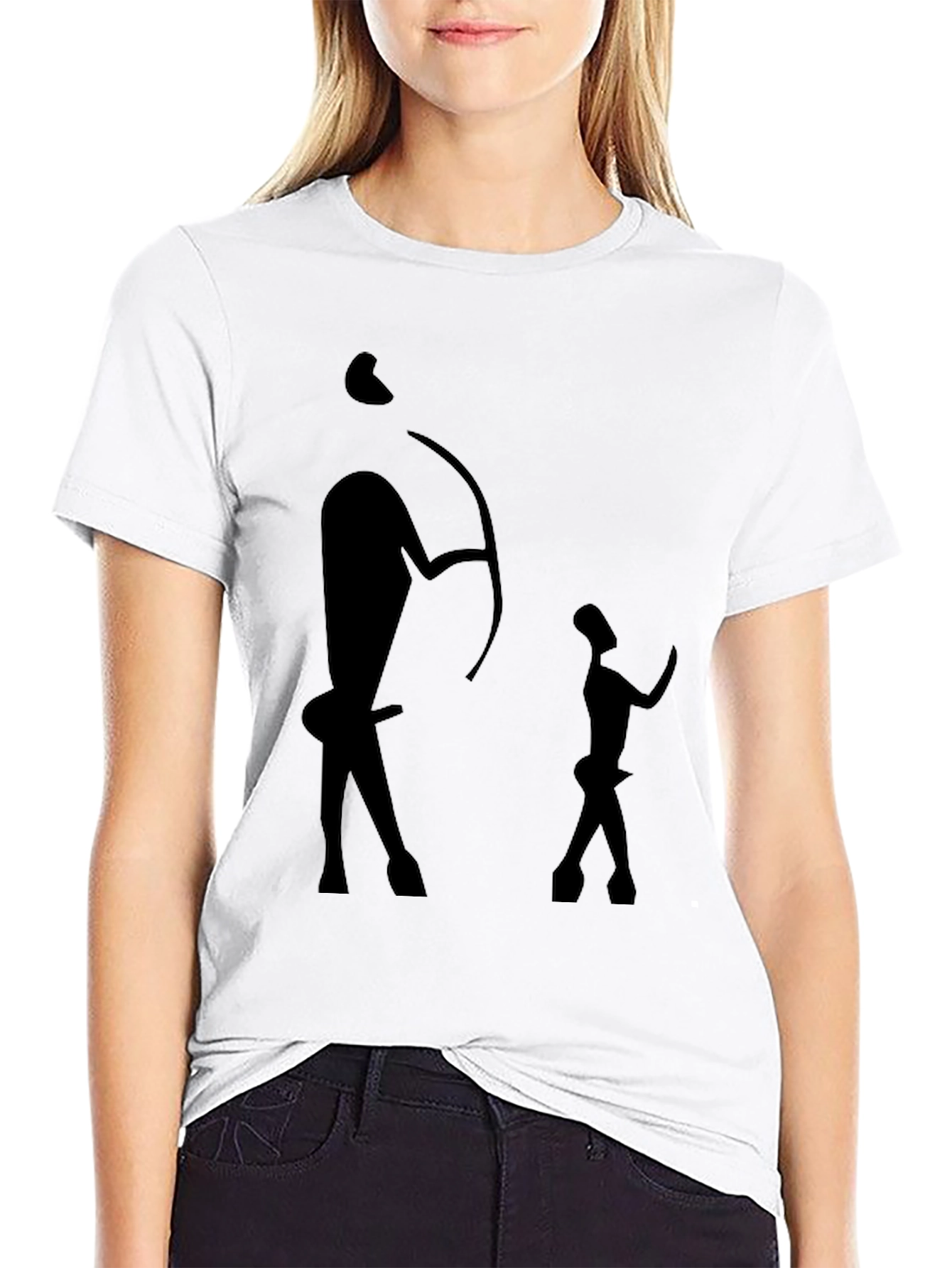 Black T-Shirt with Cave Painting Design