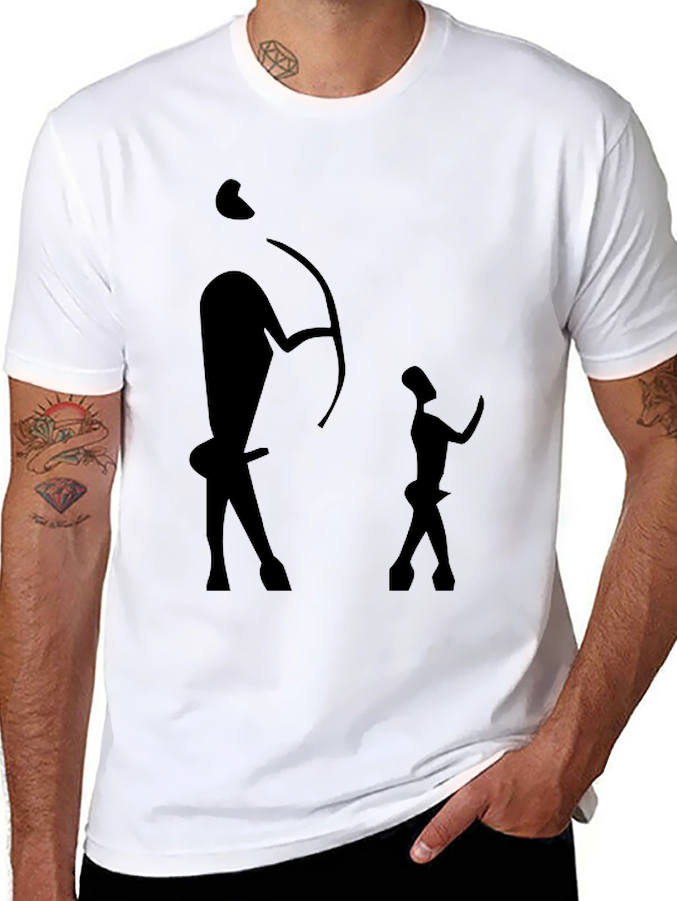 Black T-Shirt with Cave Painting Design