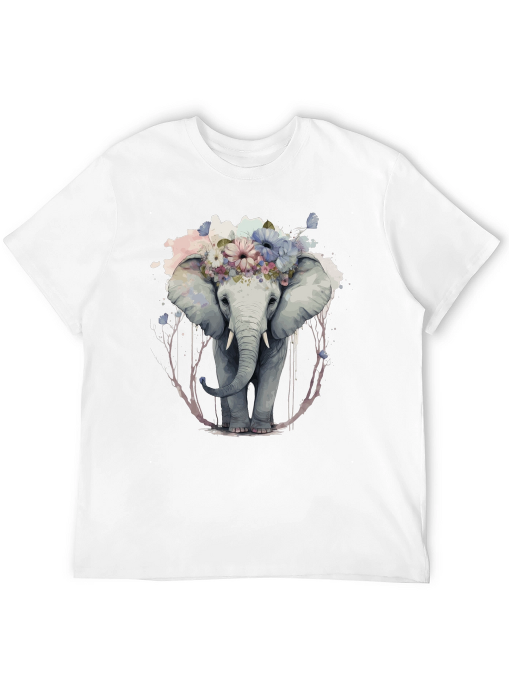Floral Elephant Graphic Tee - Unique Animal Print