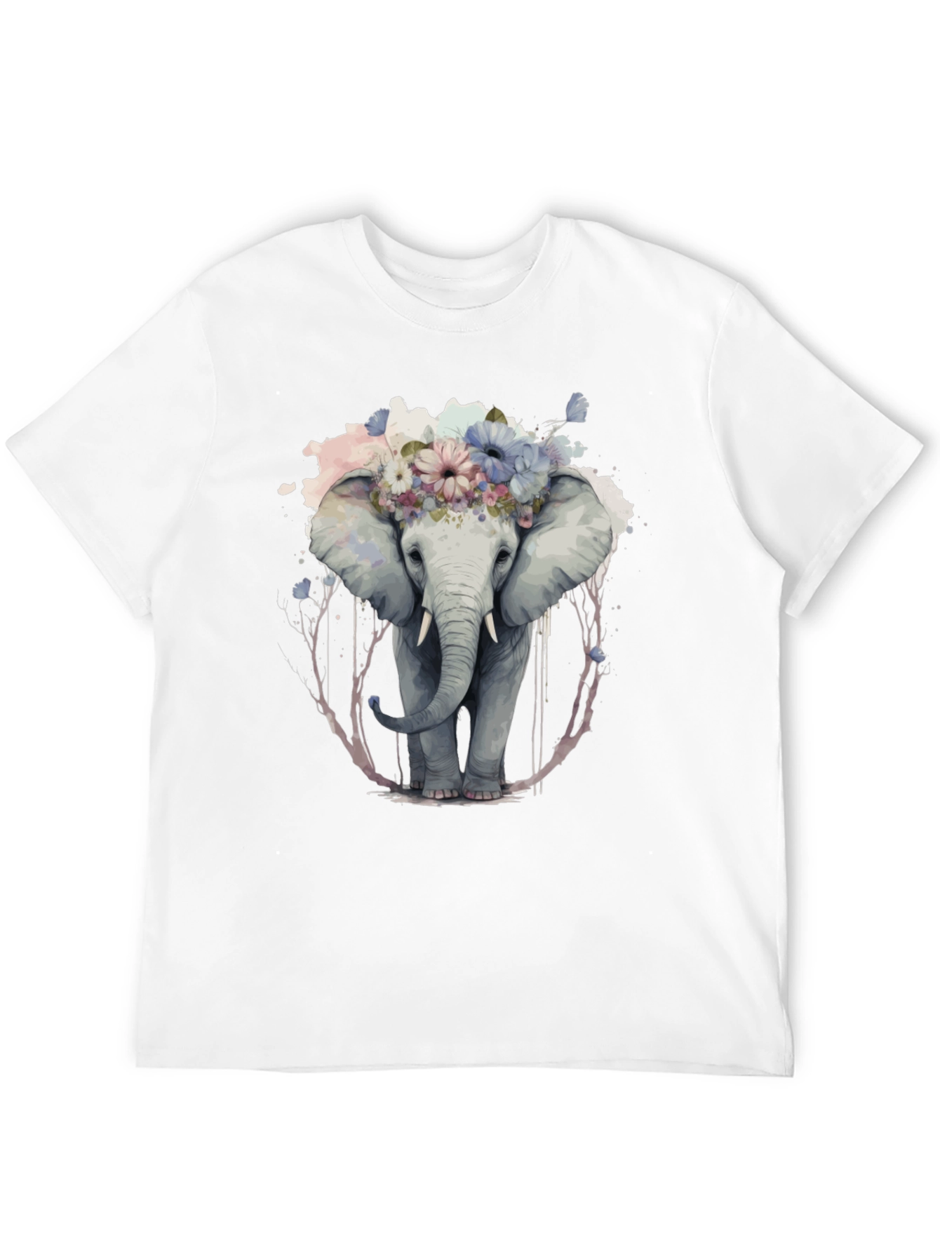 Floral Elephant Graphic Tee - Unique Animal Print