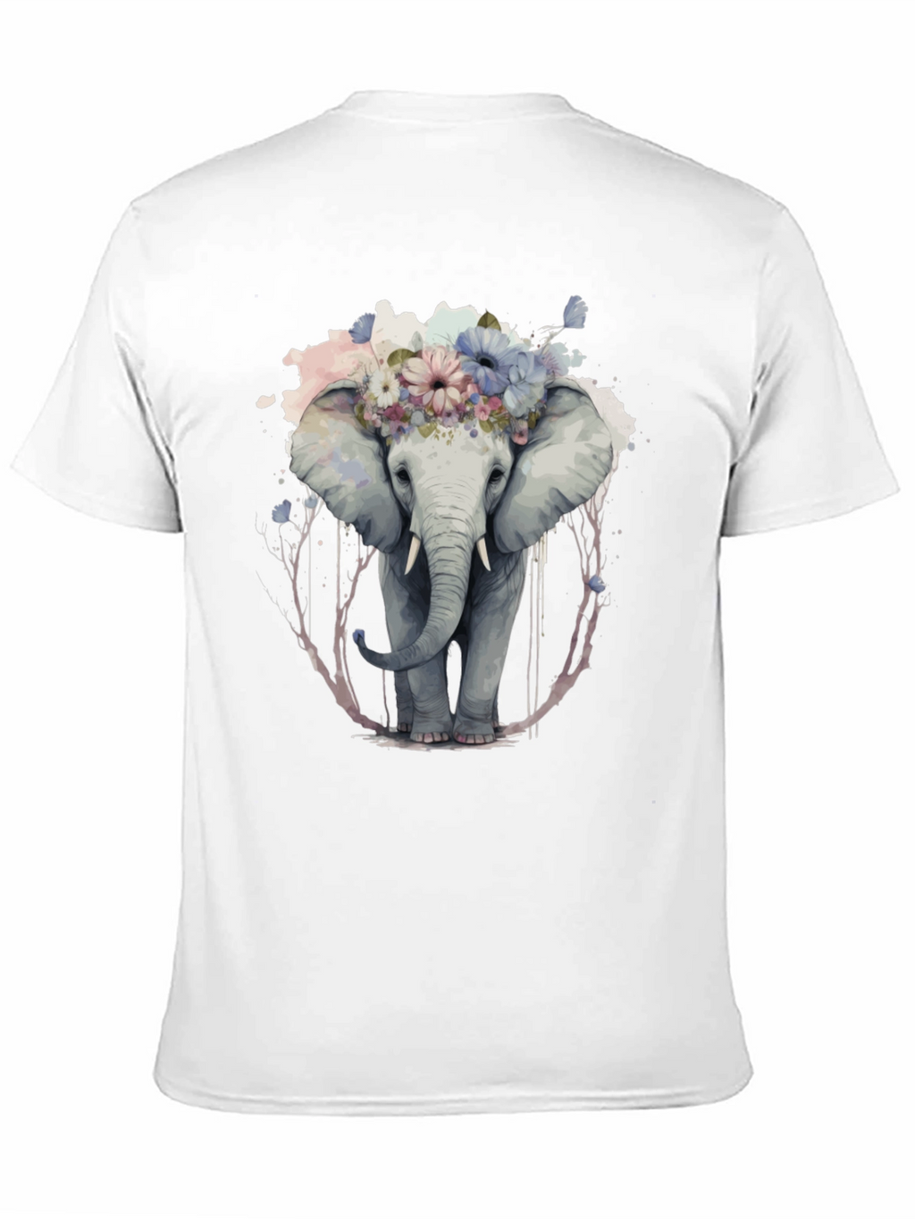 Floral Elephant Graphic Tee - Unique Animal Print