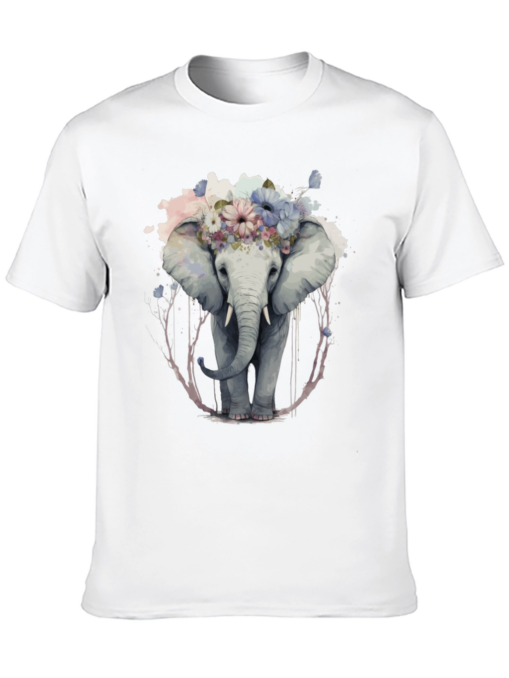 Floral Elephant Graphic Tee - Unique Animal Print