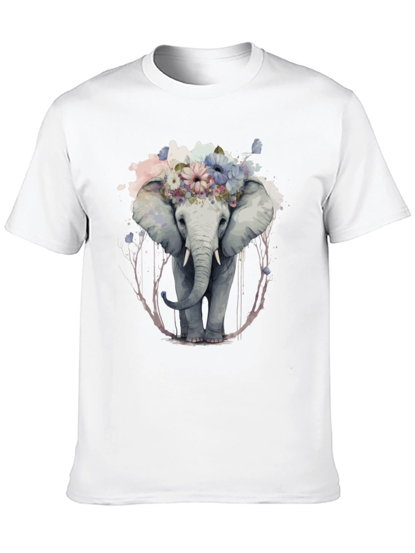 Floral Elephant Graphic Tee - Unique Animal Print