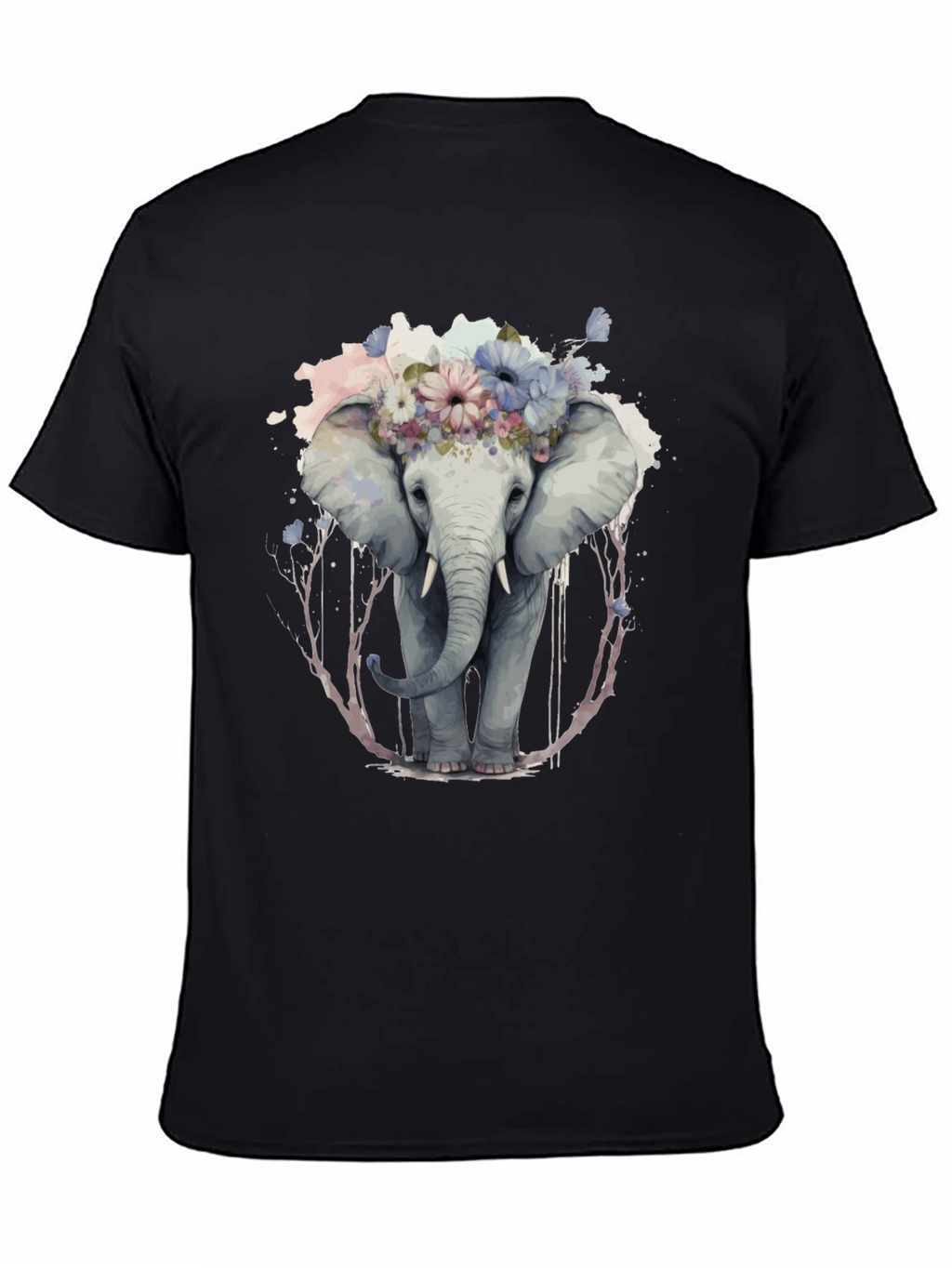 Floral Elephant Graphic Tee - Unique Animal Print