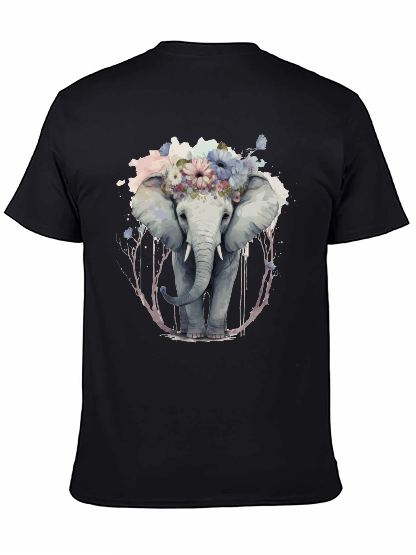 Floral Elephant Graphic Tee - Unique Animal Print