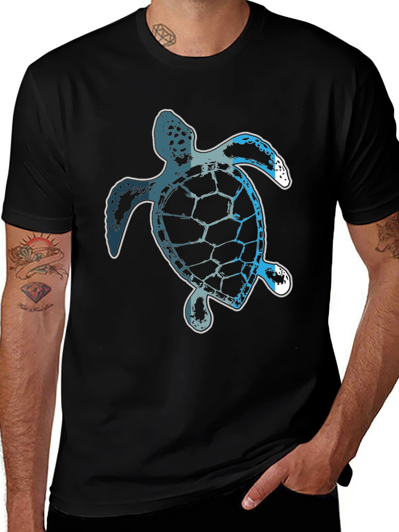 Sea Turtle Graphic Tee - Black Casual T-Shirt