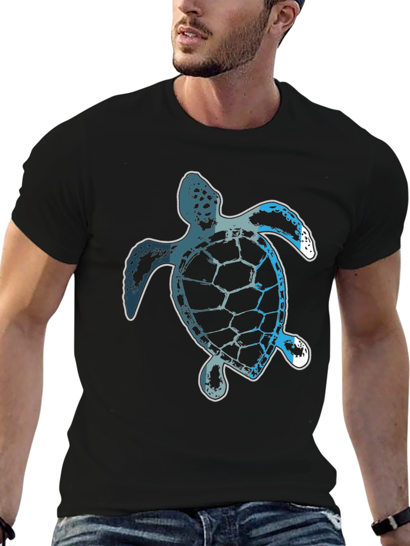 Sea Turtle Graphic Tee - Black Casual T-Shirt