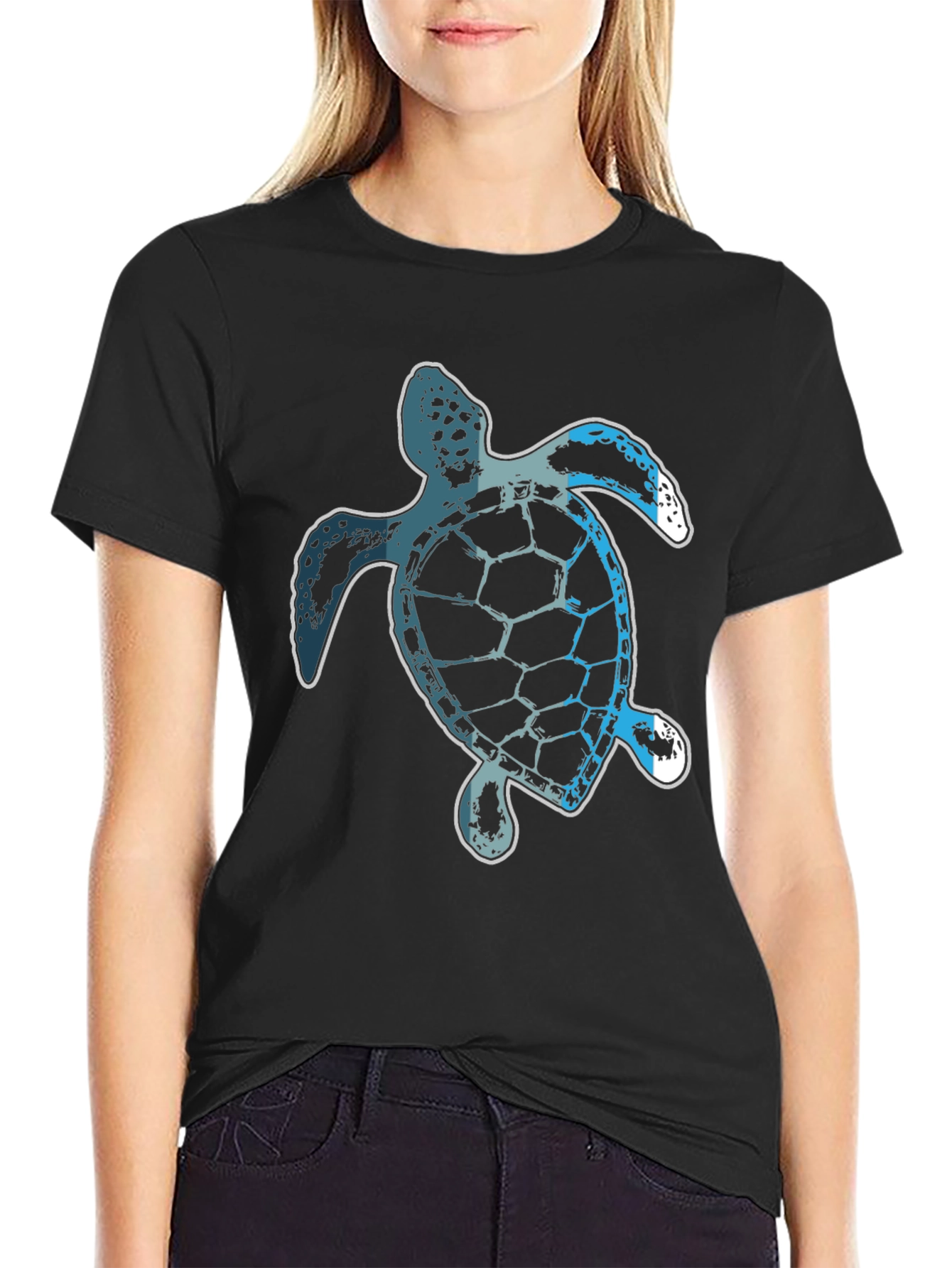 Sea Turtle Graphic Tee - Black Casual T-Shirt