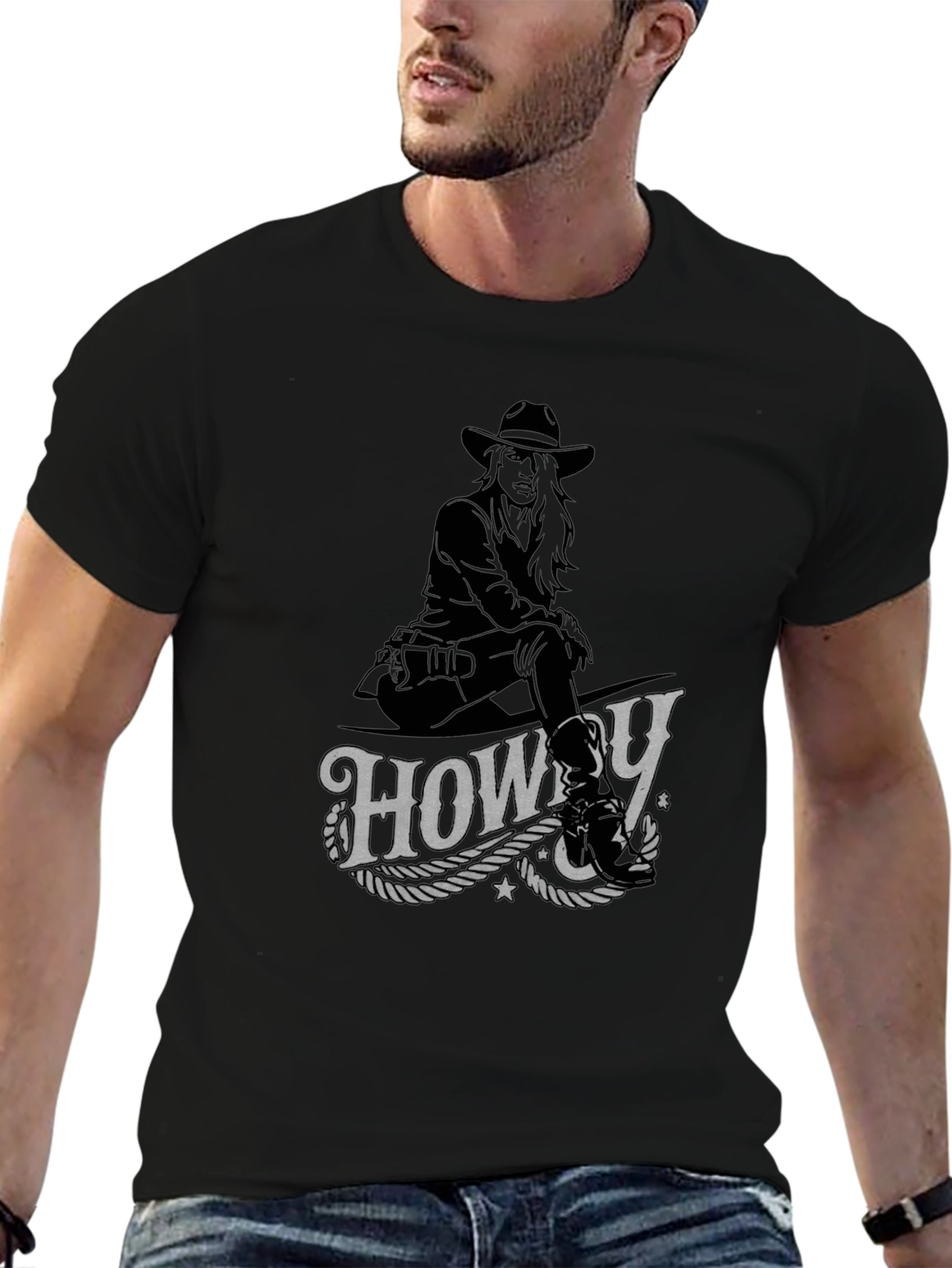 Howdy Cowboy Graphic T-Shirt - Western Style