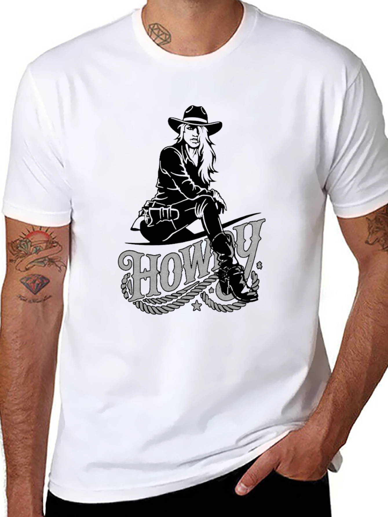 Howdy Cowboy Graphic T-Shirt - Western Style