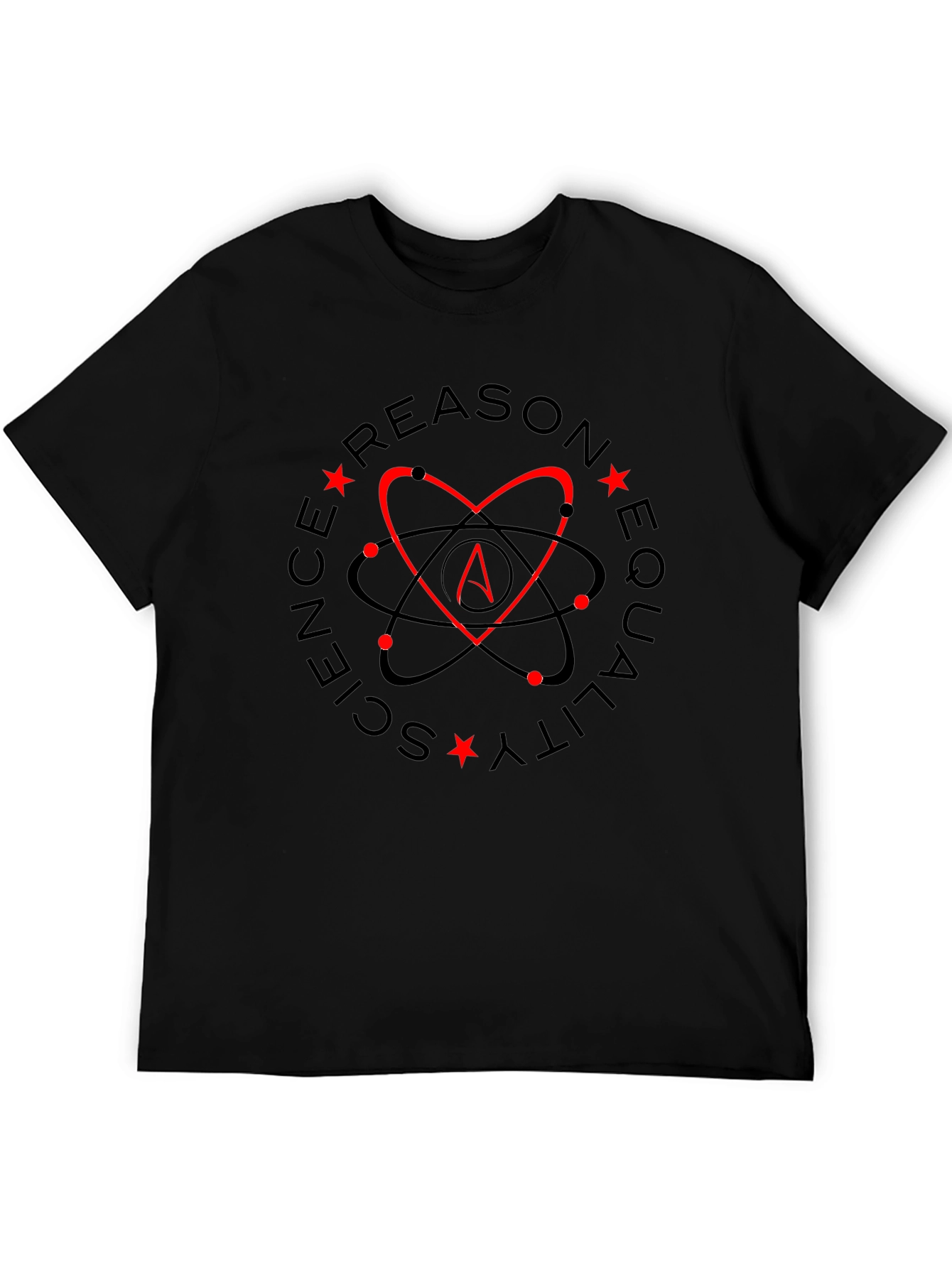 Atheist Heart Atom Symbol Black T-Shirt