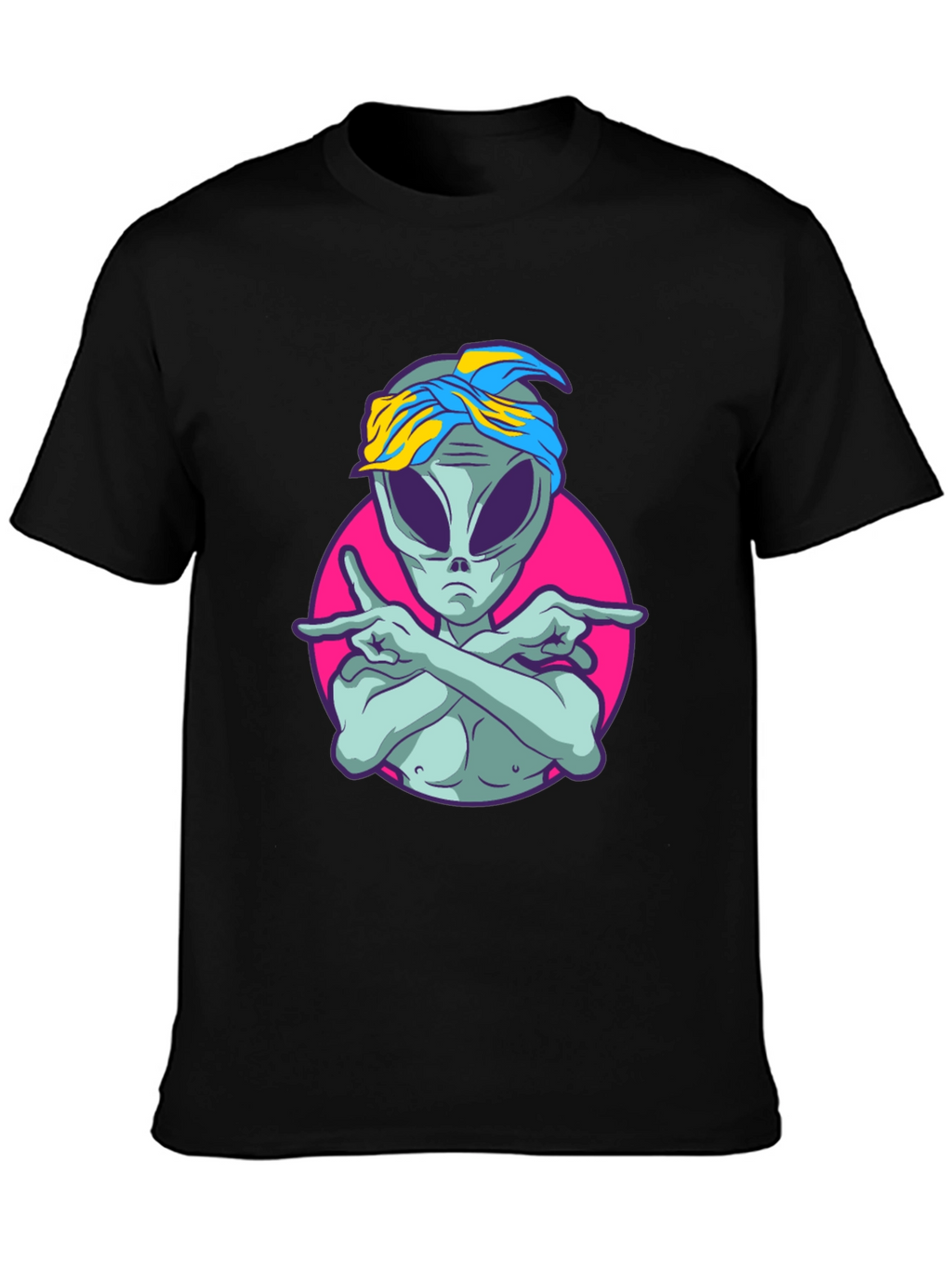 Alien Rapper Graphic T-Shirt - Black