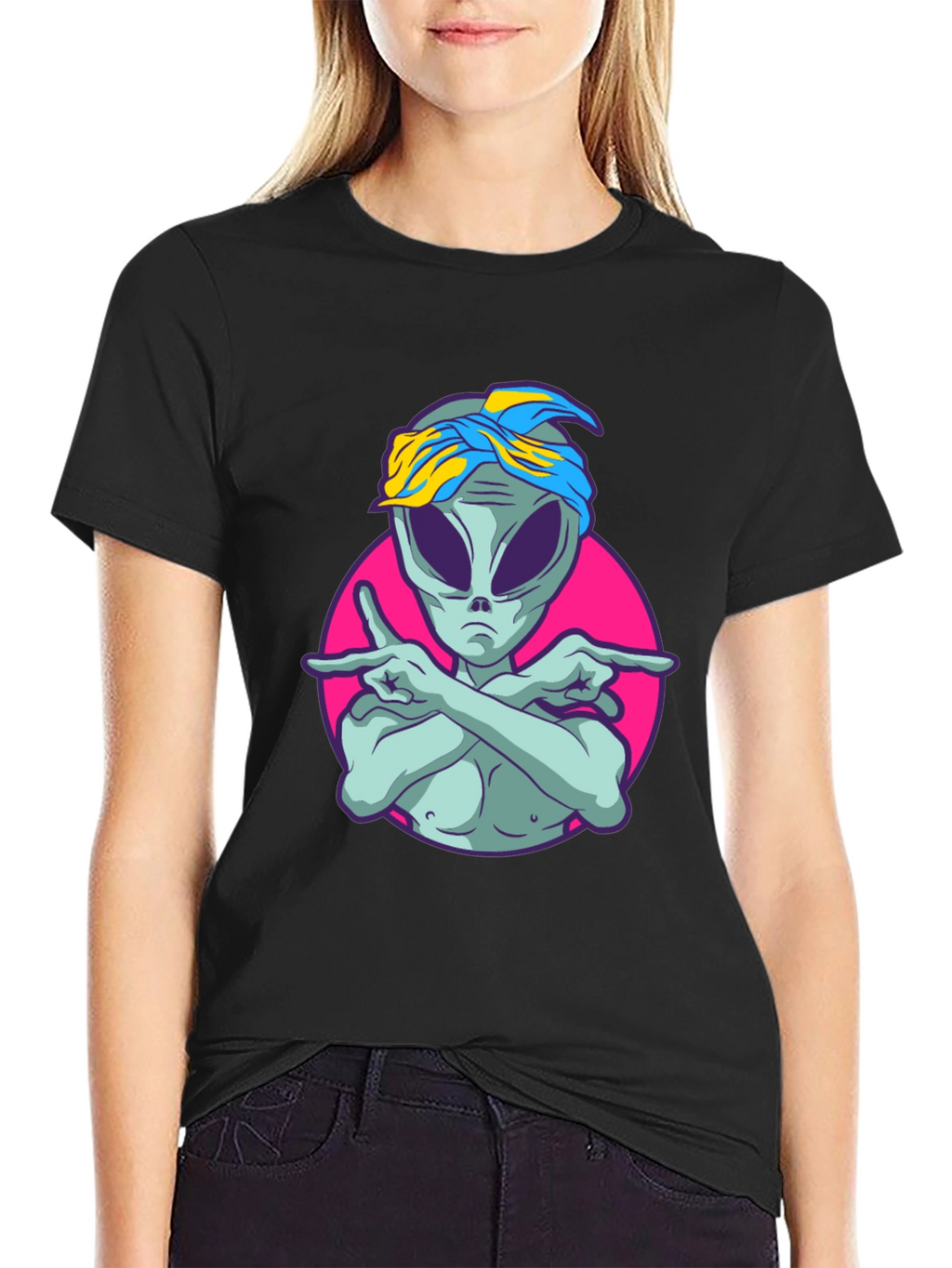 Alien Rapper Graphic T-Shirt - Black