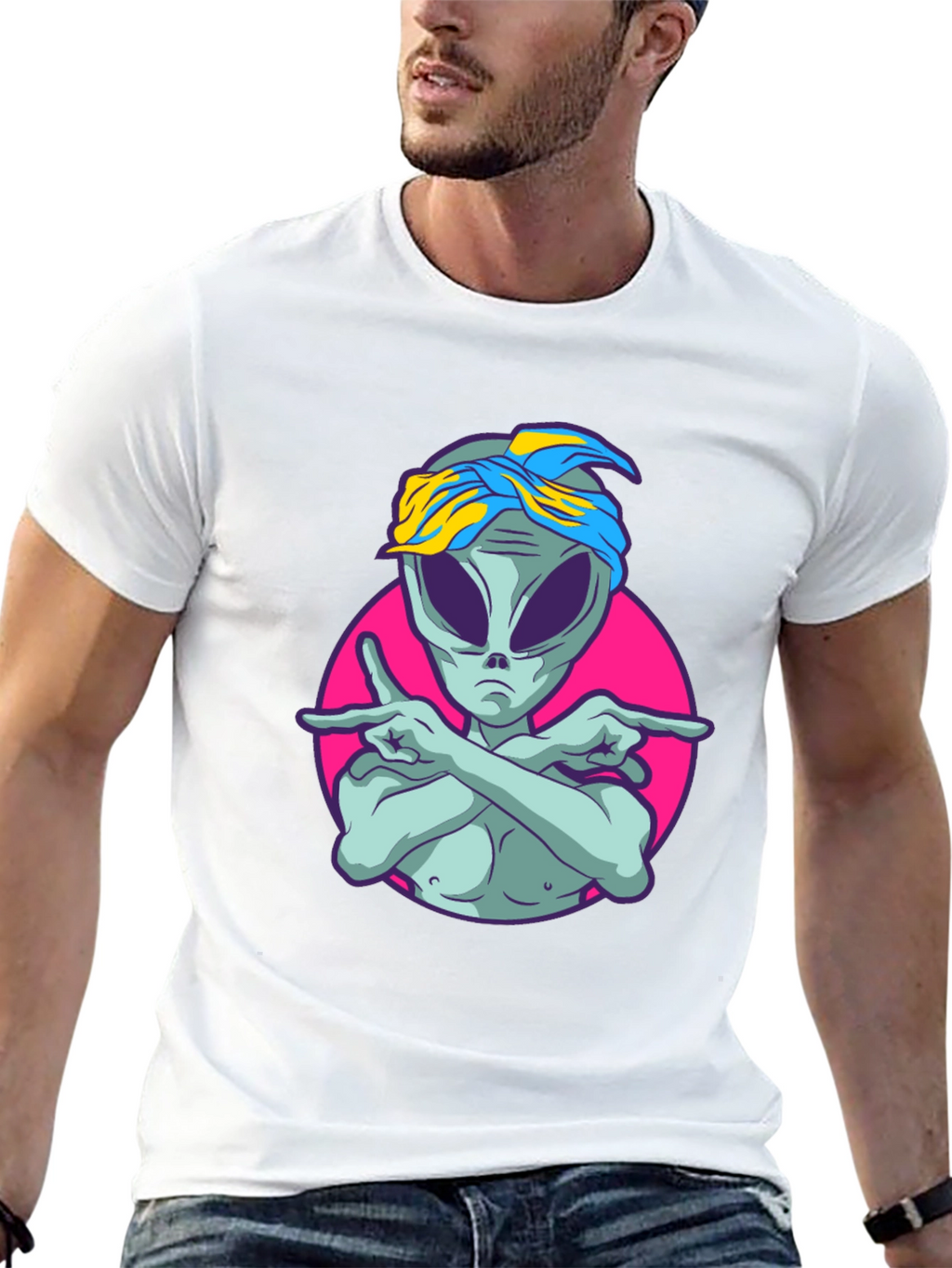 Alien Rapper Graphic T-Shirt - Black