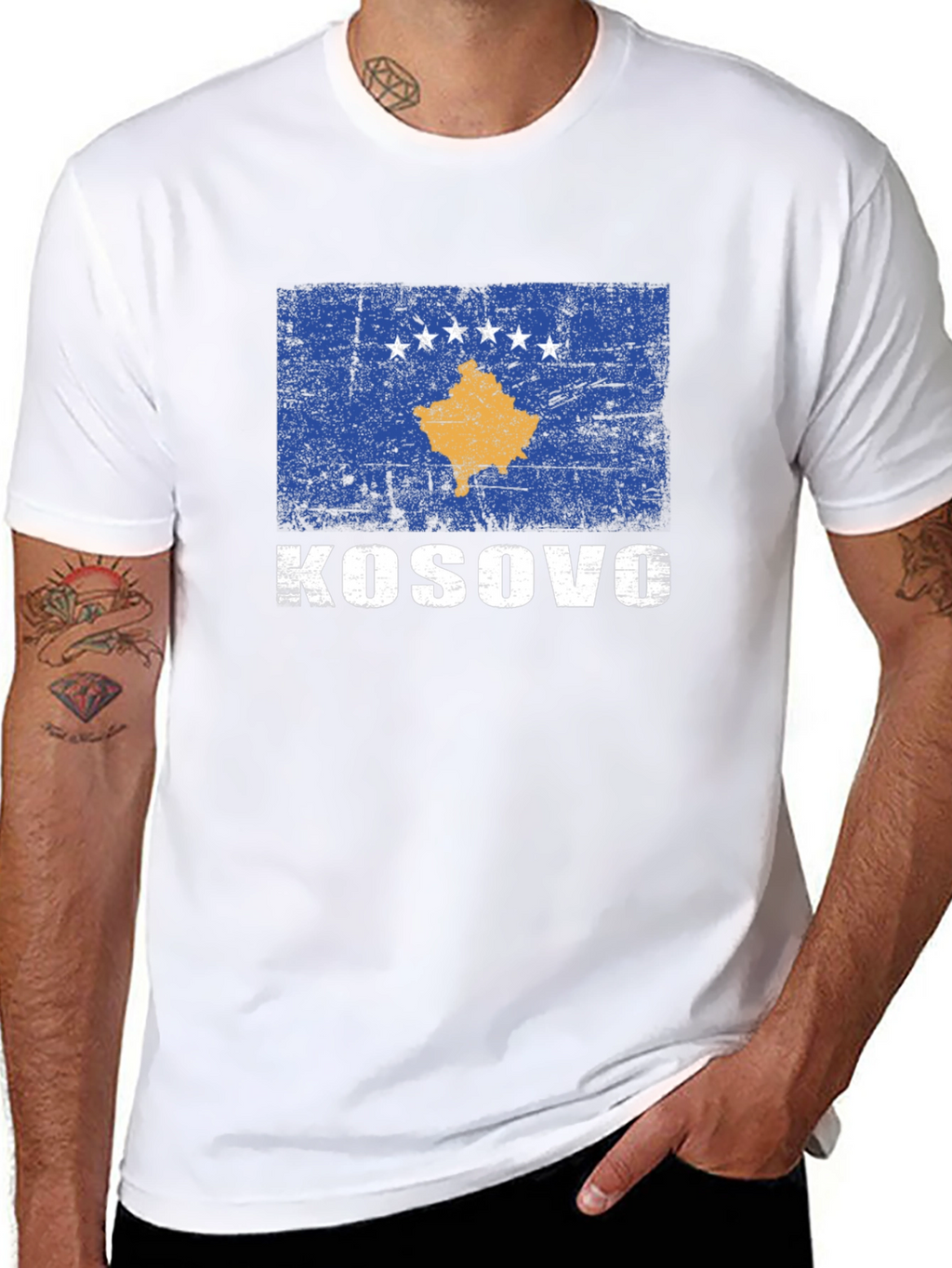 Kosovo Flag T-Shirt - Distressed Print