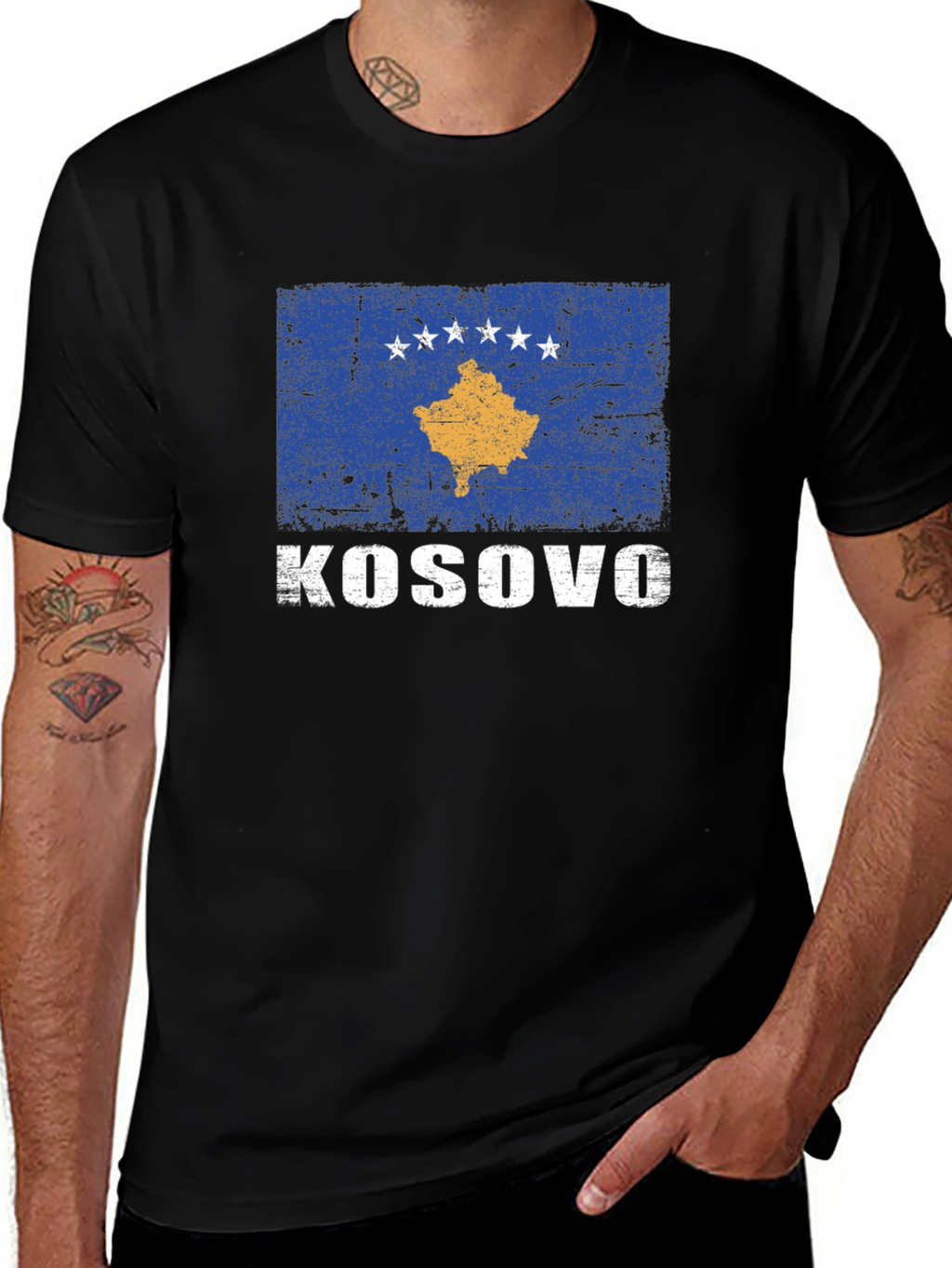 Kosovo Flag T-Shirt - Distressed Print