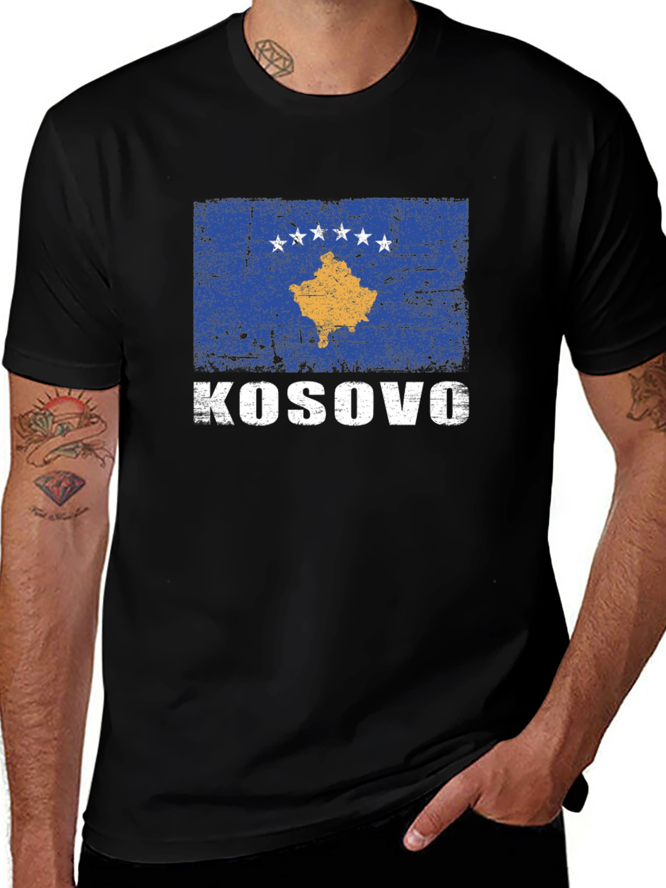 Kosovo Flag T-Shirt - Distressed Print