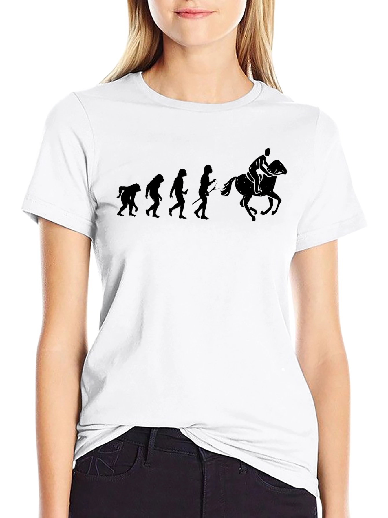 Evolution of Horse Riding Black T-Shirt