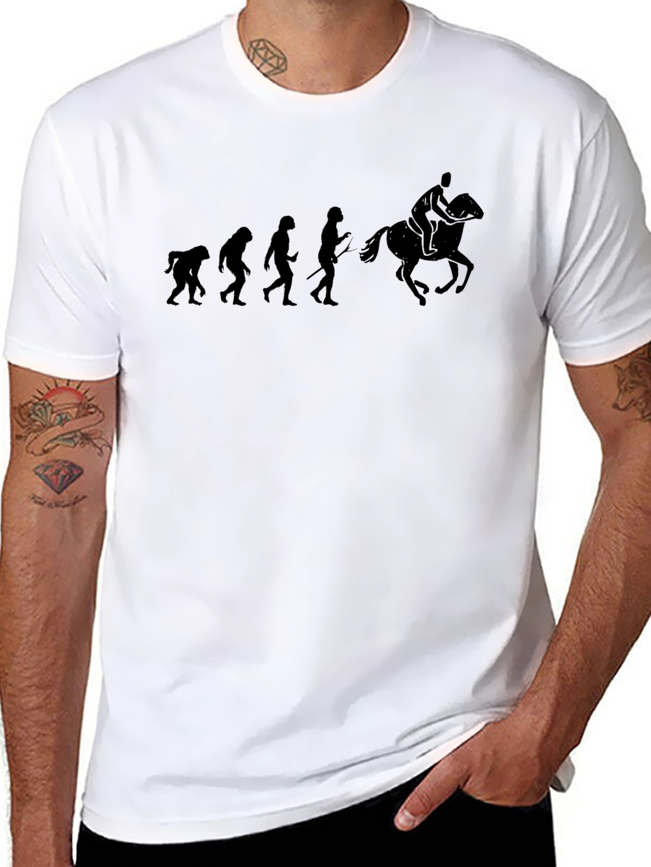 Evolution of Horse Riding Black T-Shirt