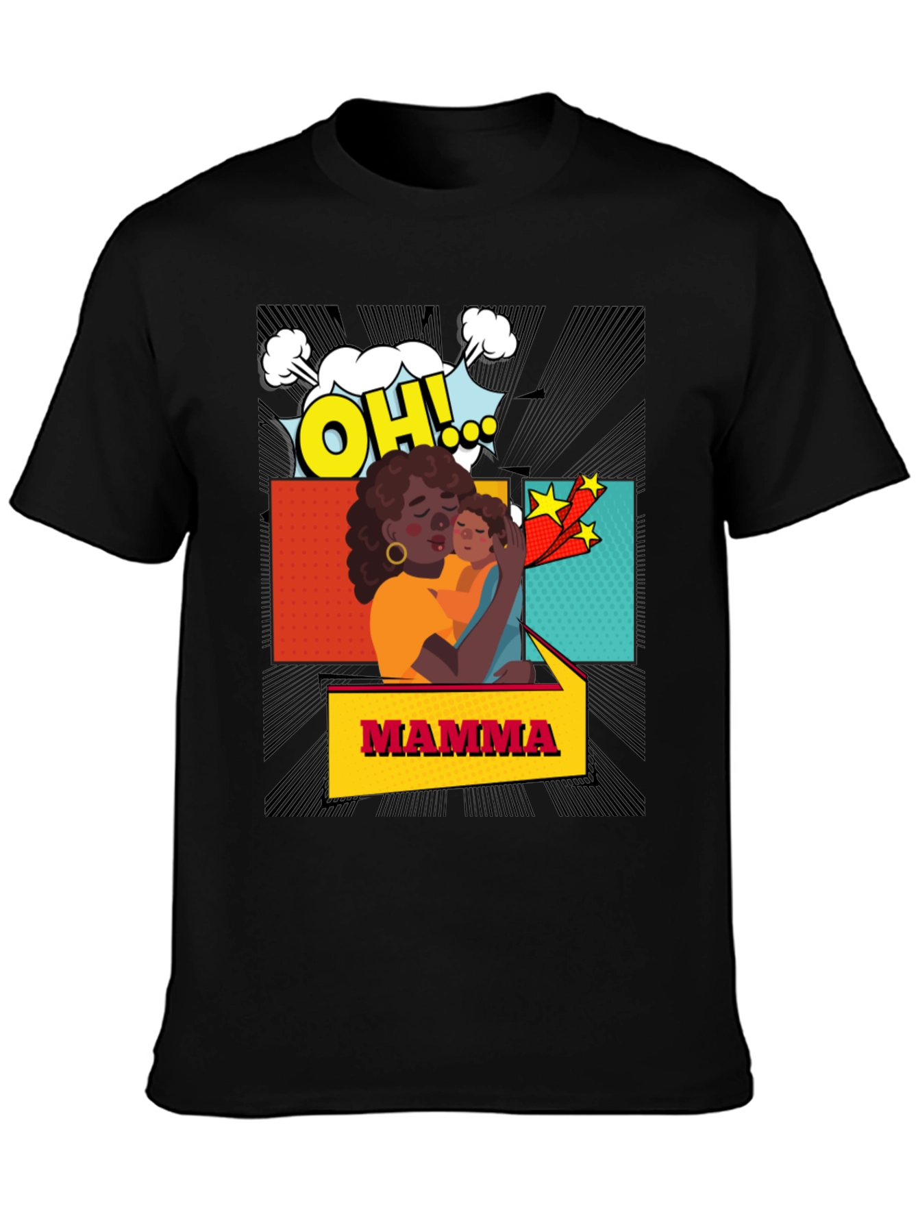 Mama Graphic Tee - Black Cotton Blend Shirt