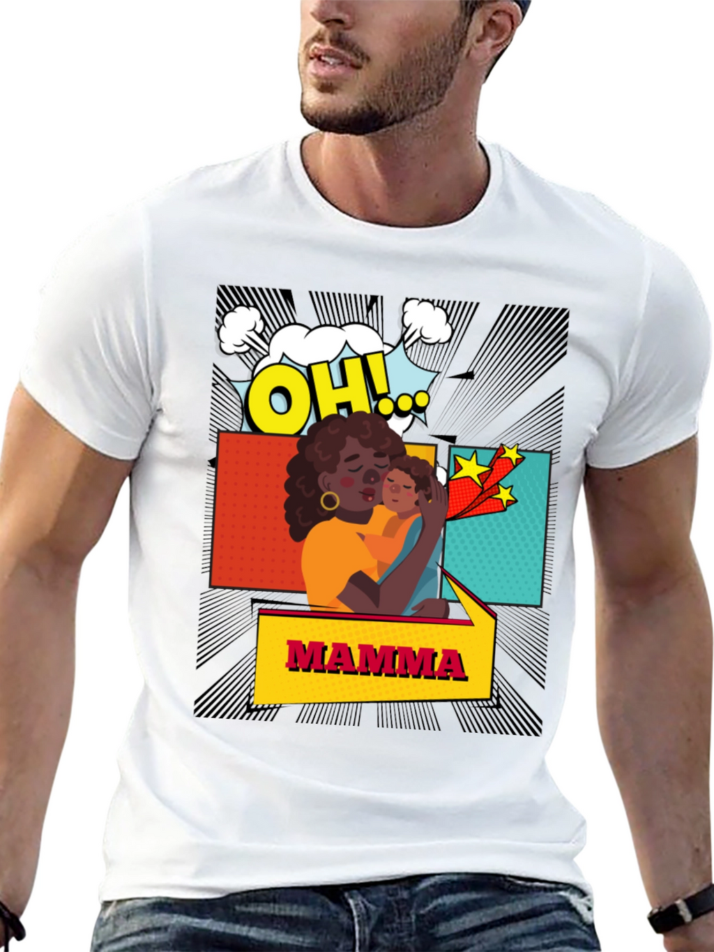 Mama Graphic Tee - Black Cotton Blend Shirt