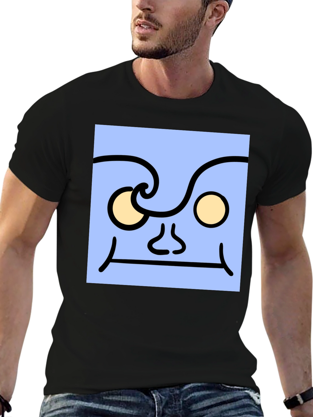 Abstract Face Graphic Tee - Unisex Black T-Shirt