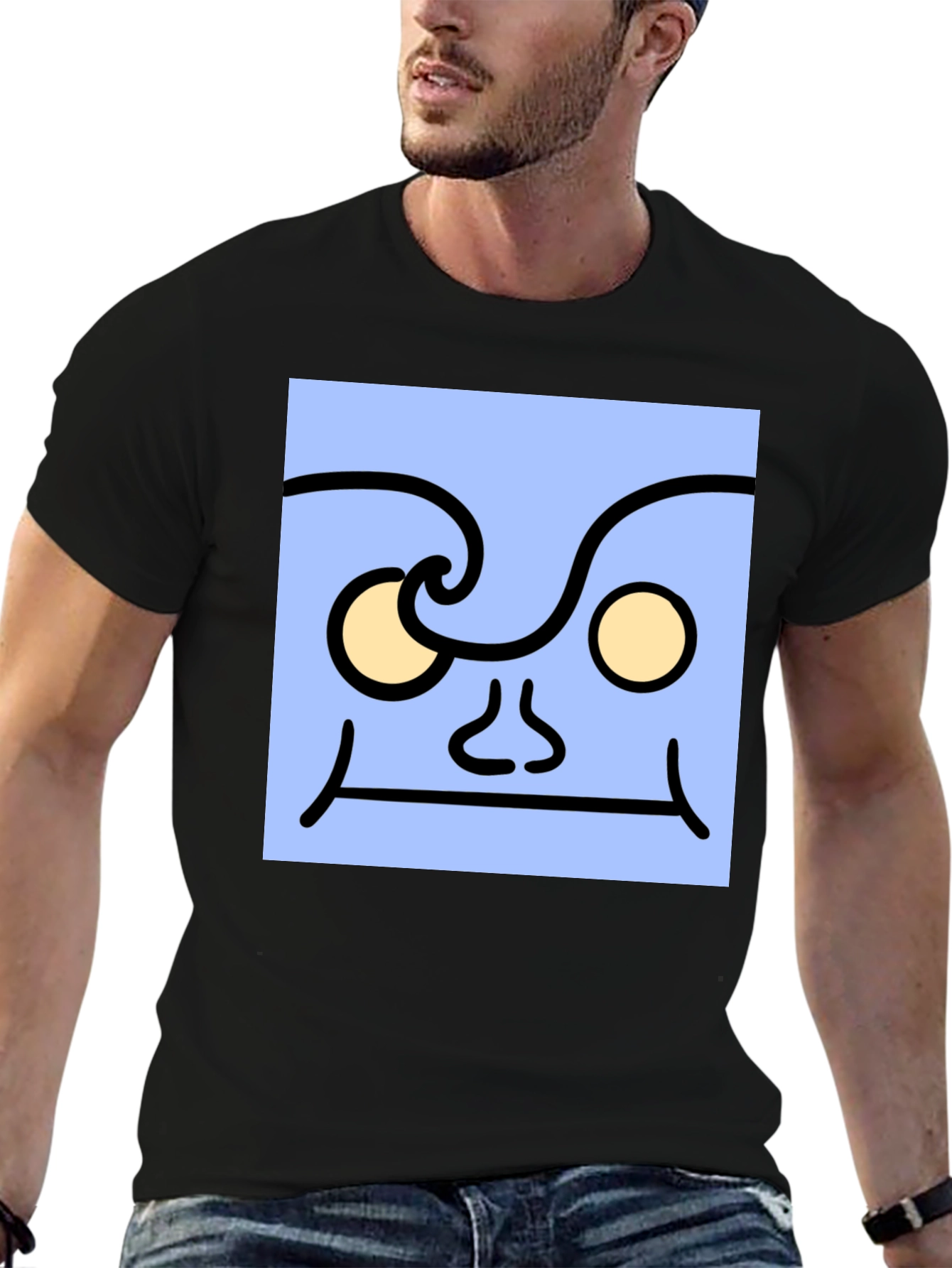 Abstract Face Graphic Tee - Unisex Black T-Shirt