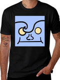 Abstract Face Graphic Tee - Unisex Black T-Shirt