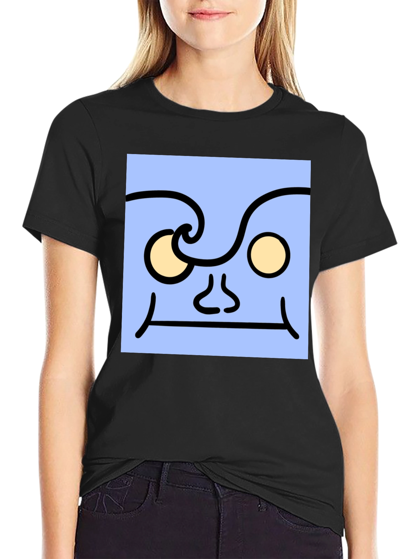 Abstract Face Graphic Tee - Unisex Black T-Shirt