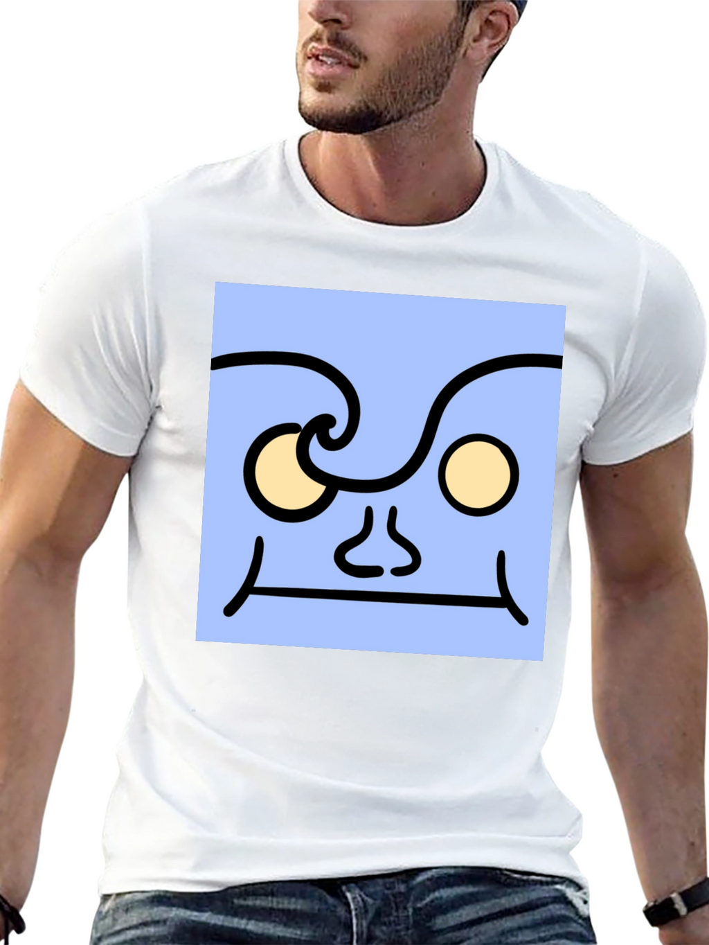 Abstract Face Graphic Tee - Unisex Black T-Shirt