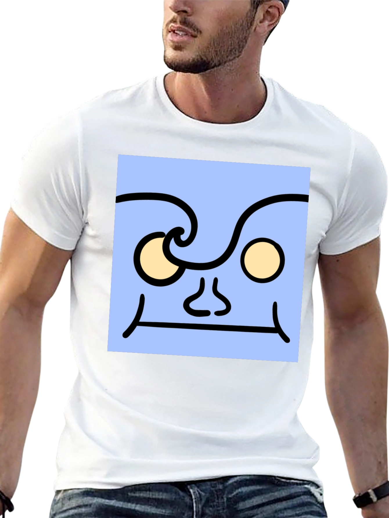 Abstract Face Graphic Tee - Unisex Black T-Shirt