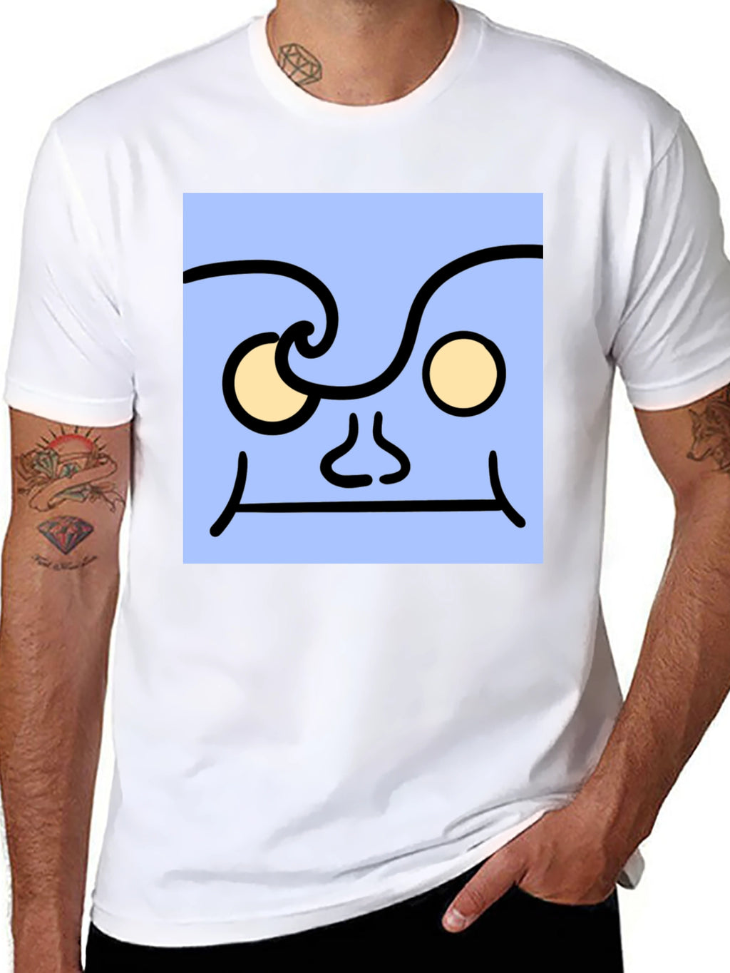 Abstract Face Graphic Tee - Unisex Black T-Shirt