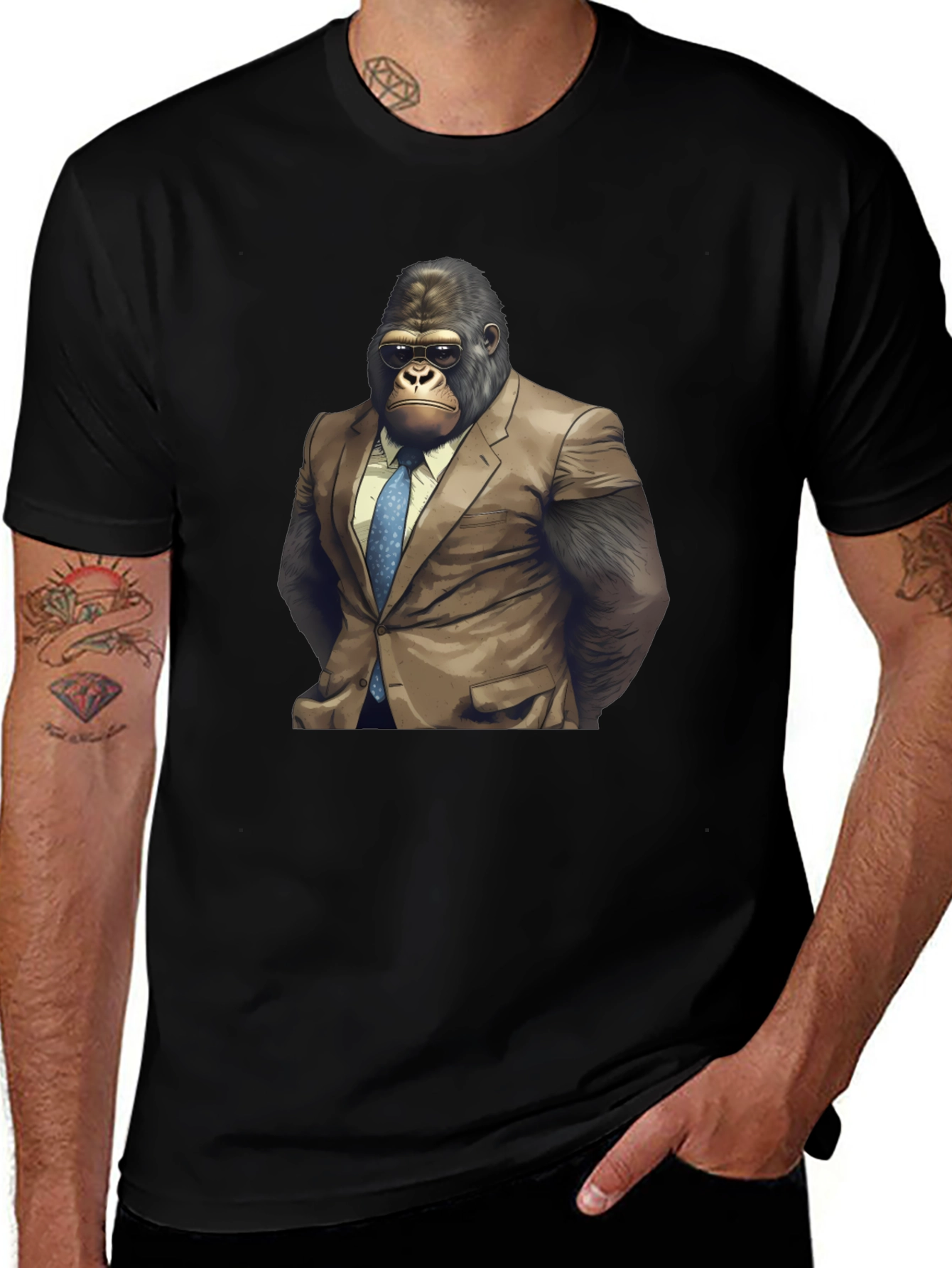 Gorilla Boss T-Shirt - Cool Ape in Suit Graphic Tee