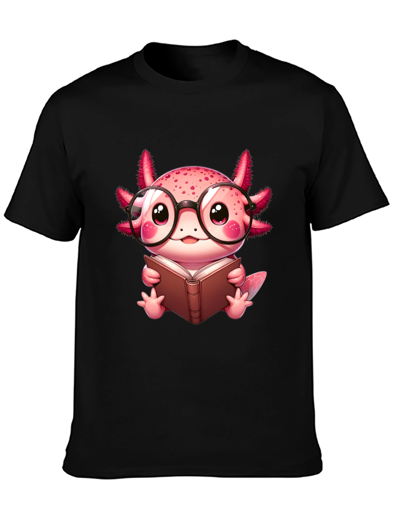 Axolotl Reader T-Shirt - Cute Nerdy Axolotl Reading Book Tee