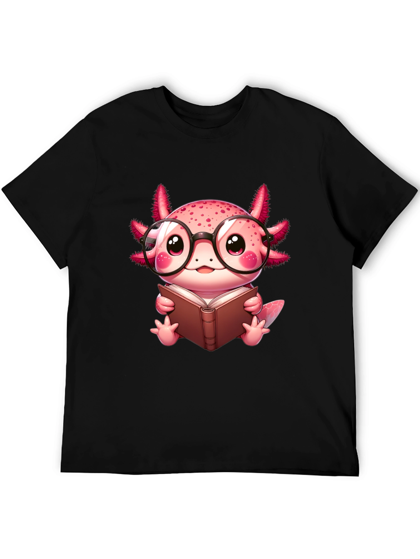 Axolotl Reader T-Shirt - Cute Nerdy Axolotl Reading Book Tee