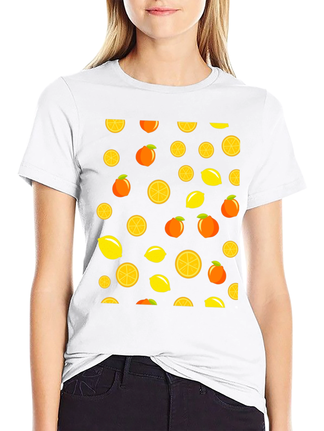 Citrus Burst Black T-Shirt