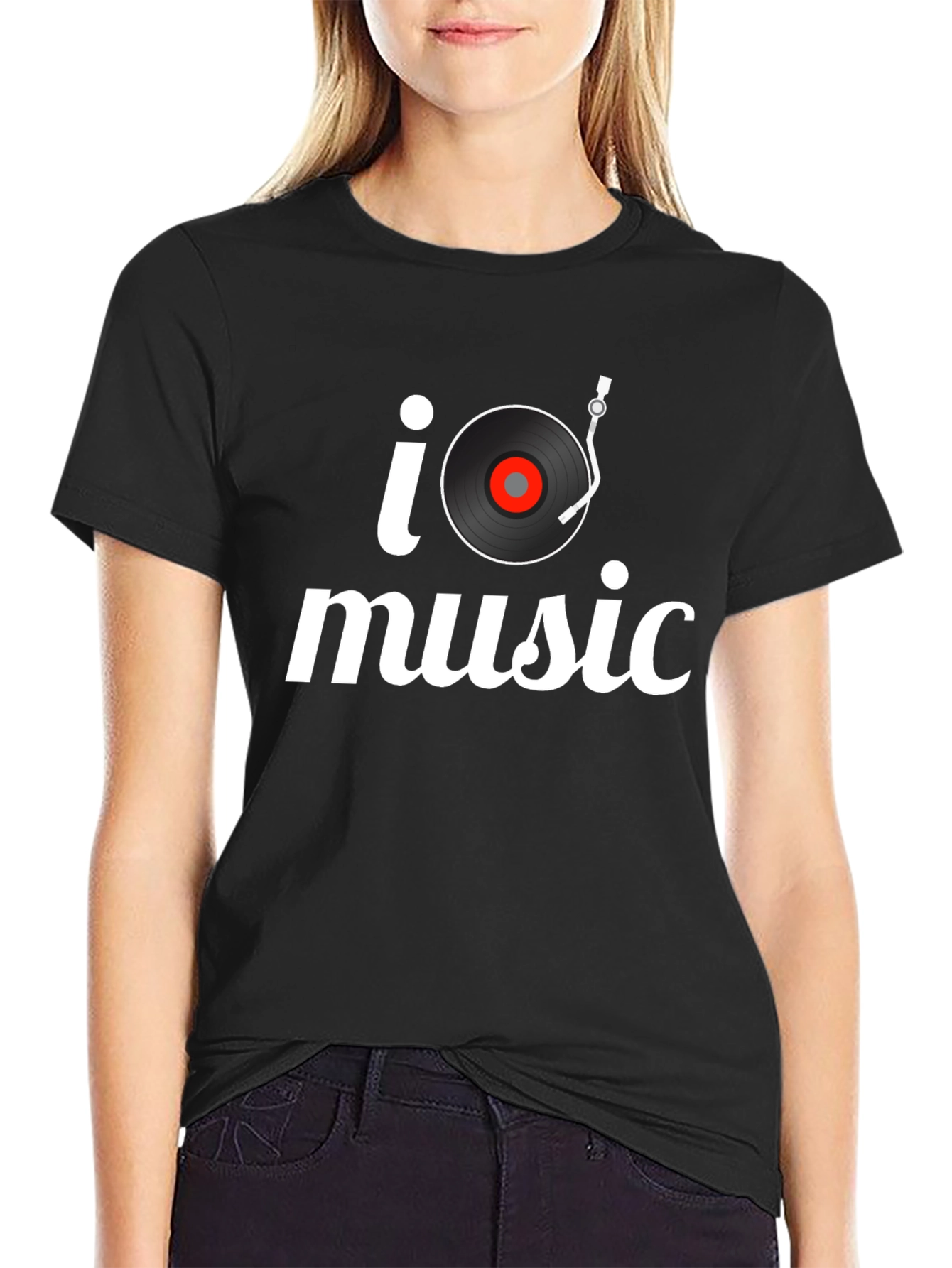 I Turntable Music Black T-Shirt